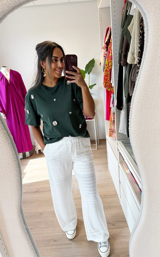 Senna print straight fit jogger white