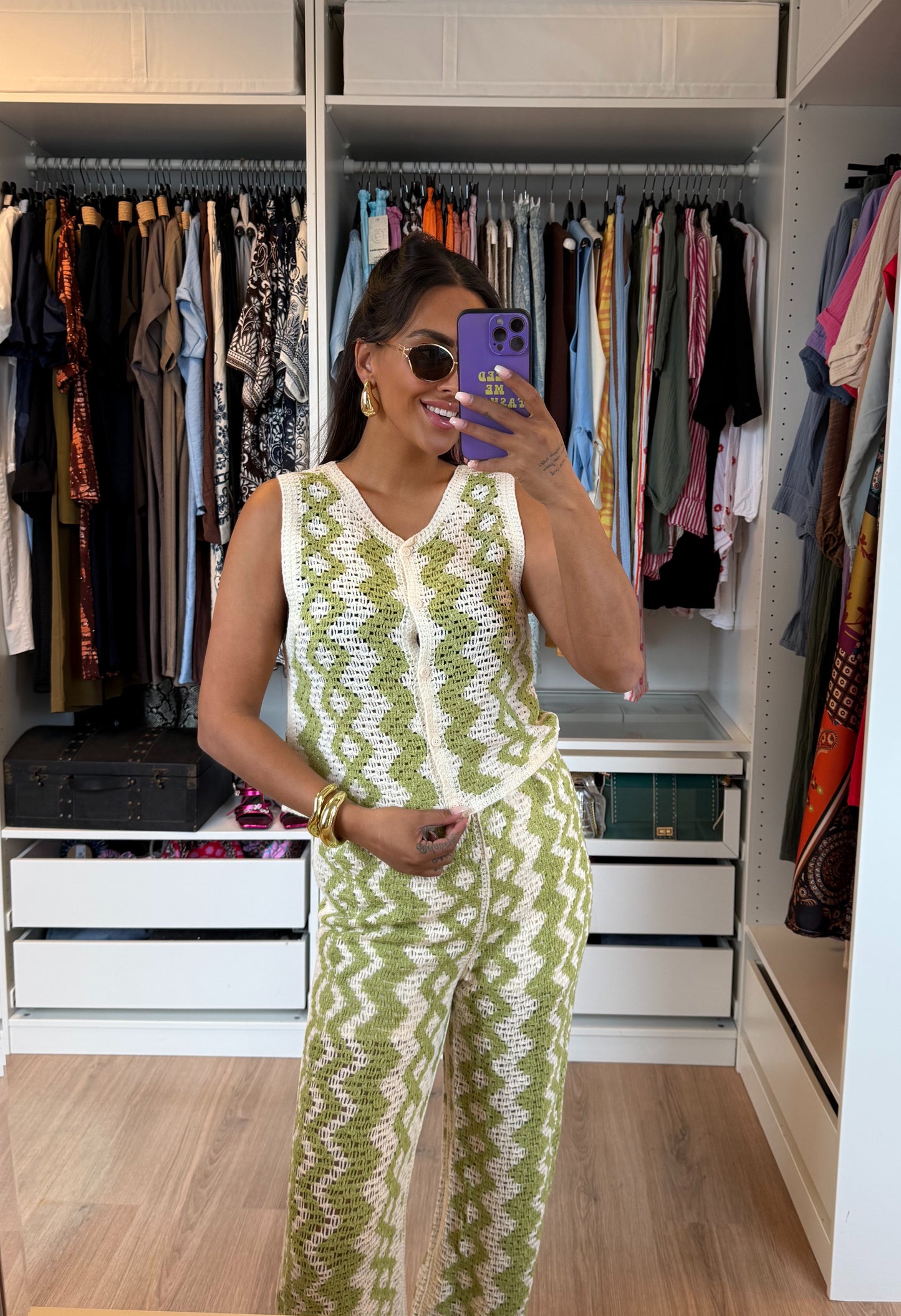 Tweedelig crochet set lime groen