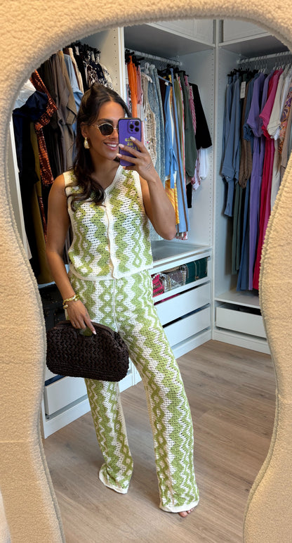 Tweedelig crochet set lime groen
