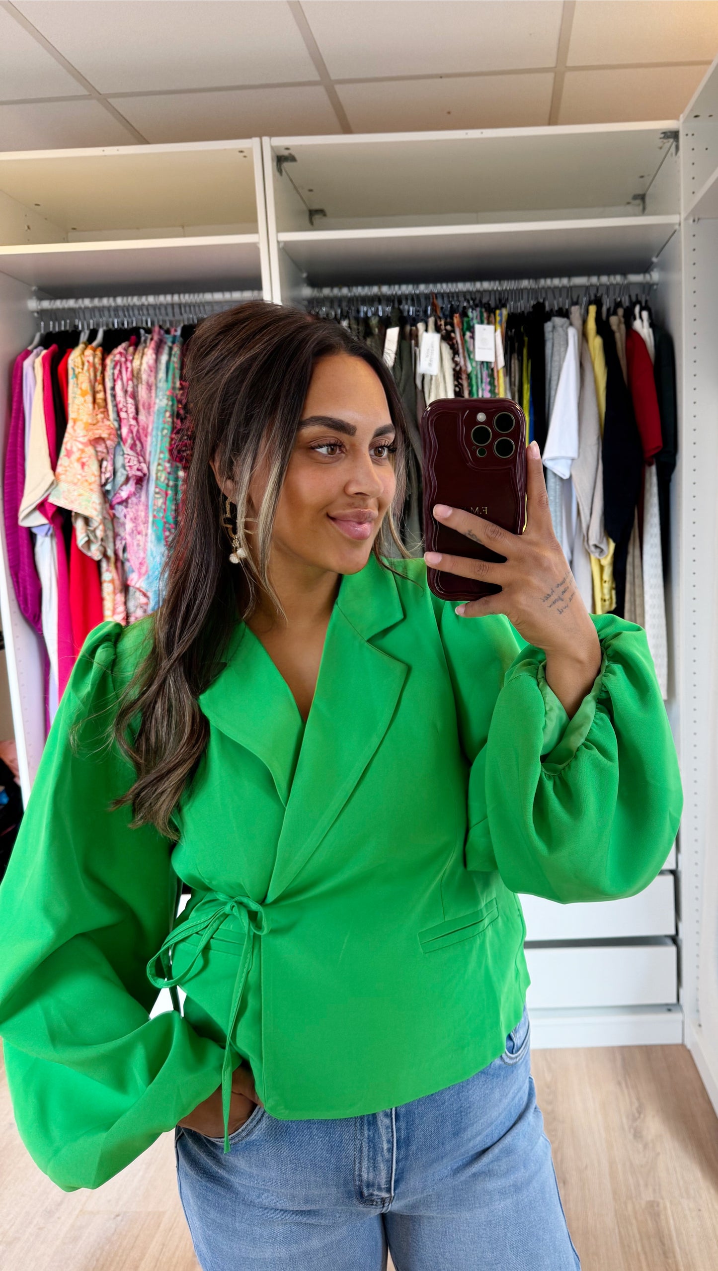 Bella balloon blazer green