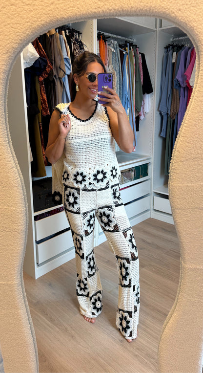 Driedelig crochet set zwart