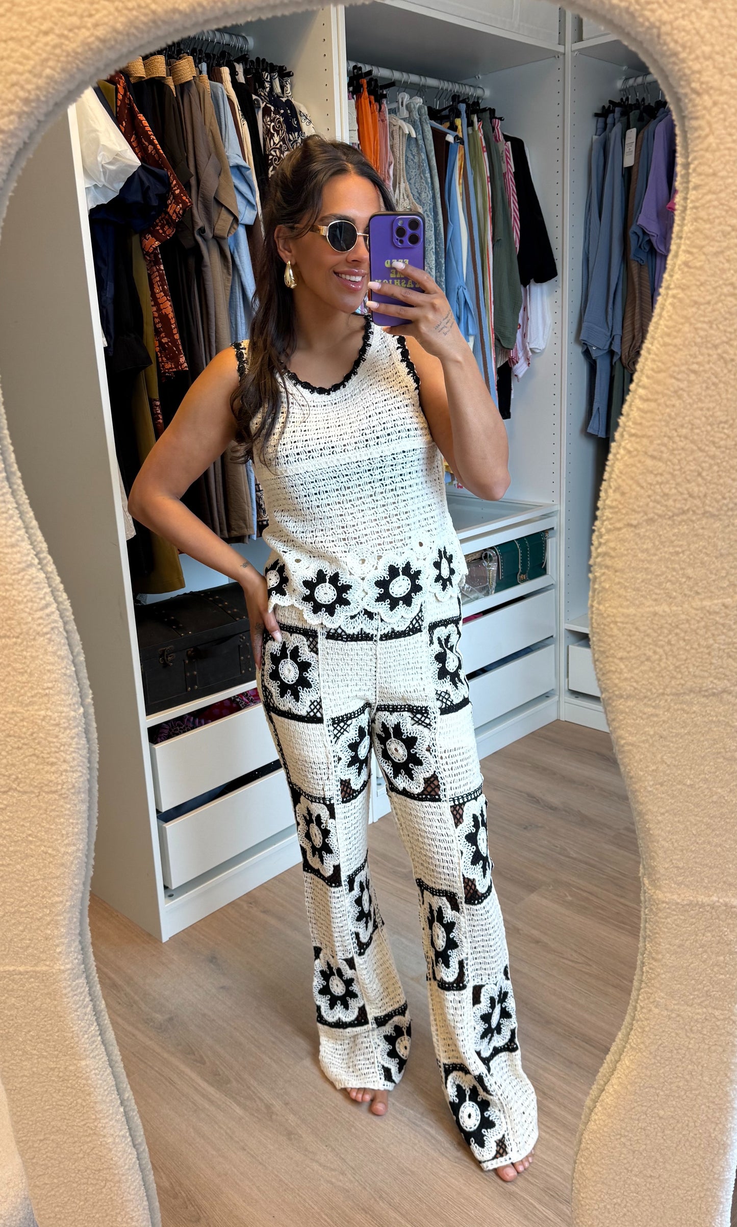 Driedelig crochet set zwart