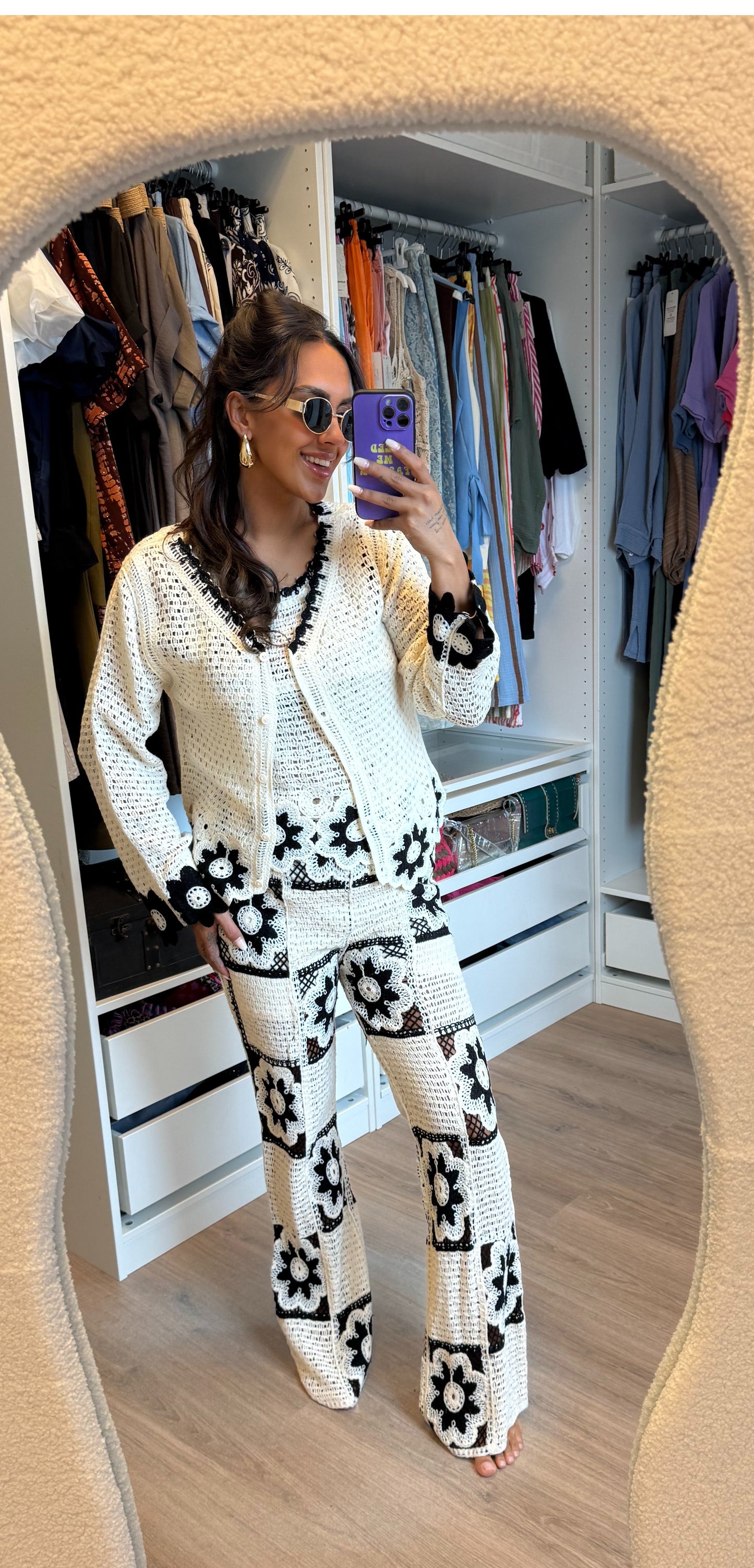 Driedelig crochet set zwart