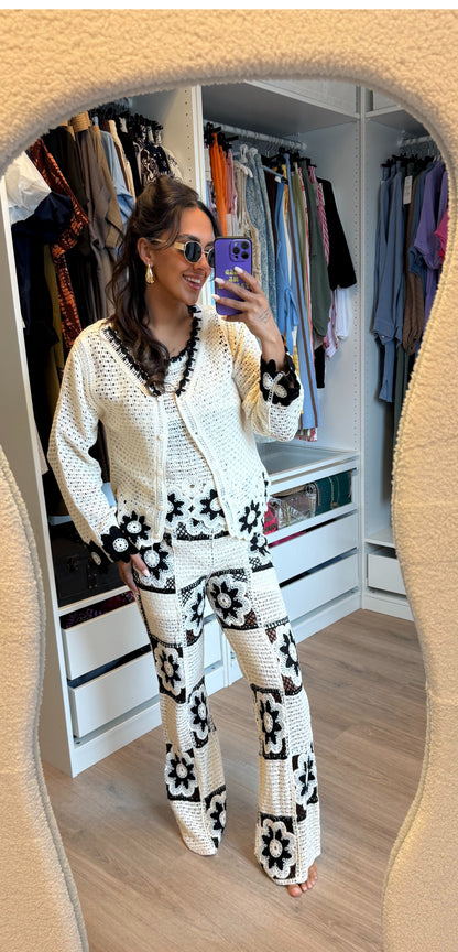 Driedelig crochet set zwart