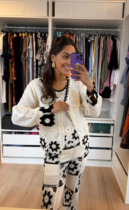 Driedelig crochet set zwart
