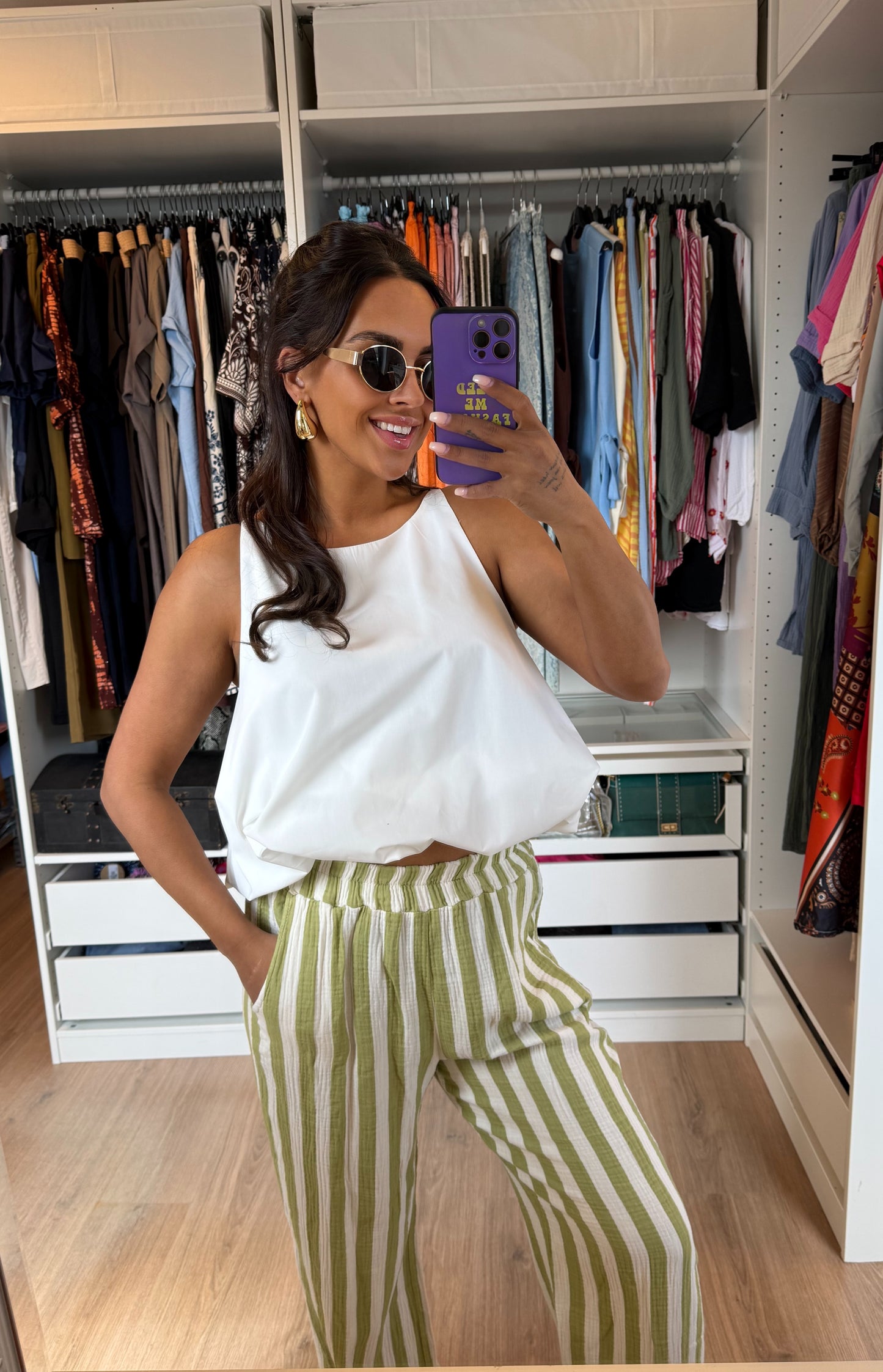 Mousseline broek met rechte pijpen pistache groen