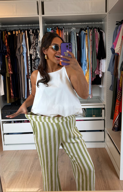 Mousseline broek met rechte pijpen pistache groen