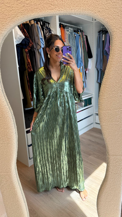 Maxi jurk metallic groen