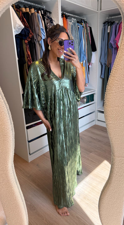 Maxi jurk metallic groen