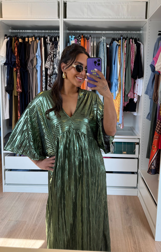 Maxi jurk metallic groen