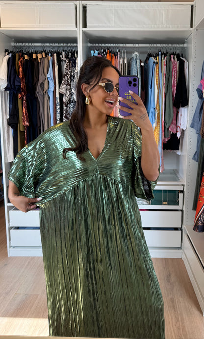 Maxi jurk metallic groen