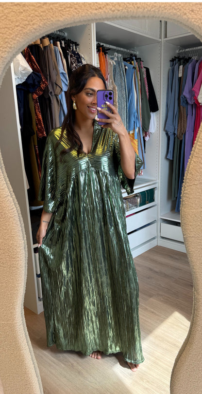 Maxi jurk metallic groen