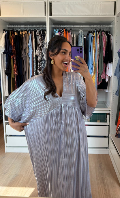 Maxi jurk metallic zilver