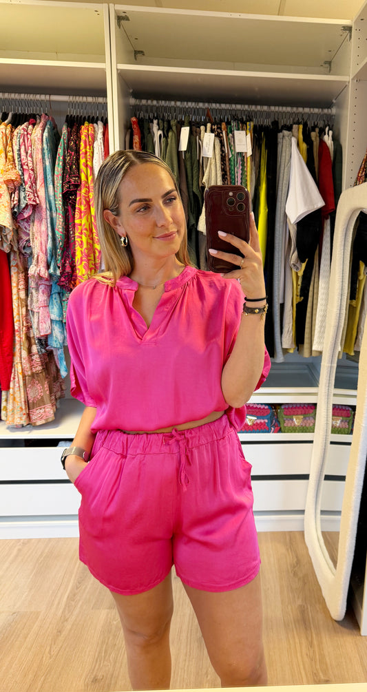 Silvie silky set hot pink