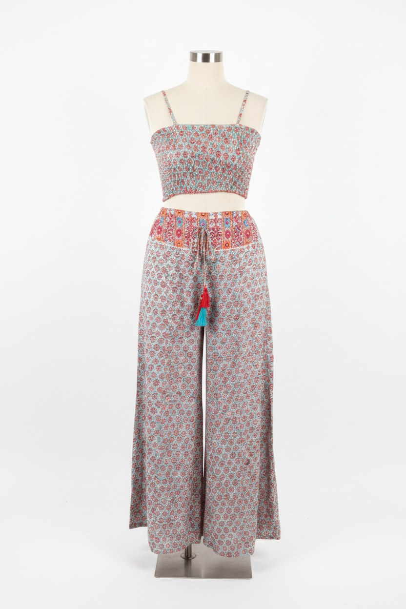 India two piece set lightblue & red