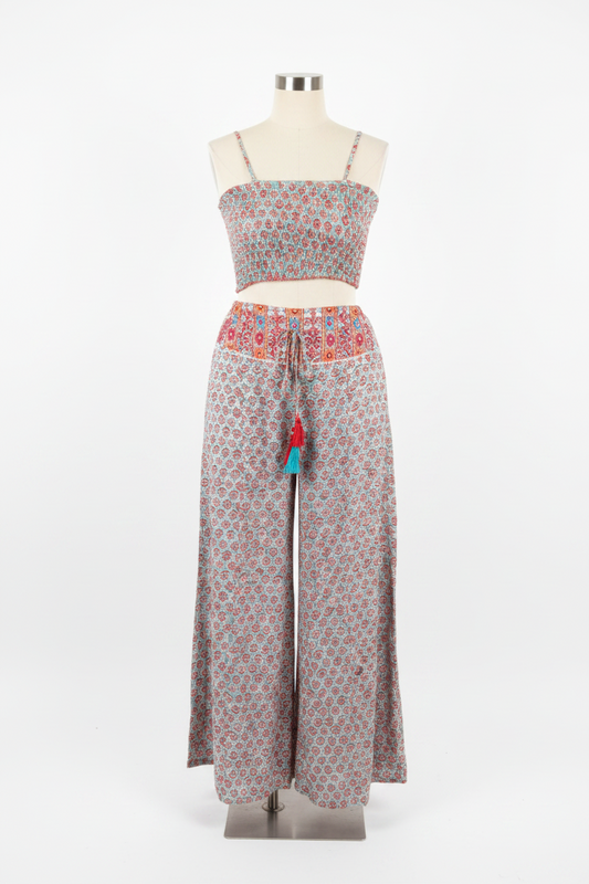 India two piece set lightblue & red