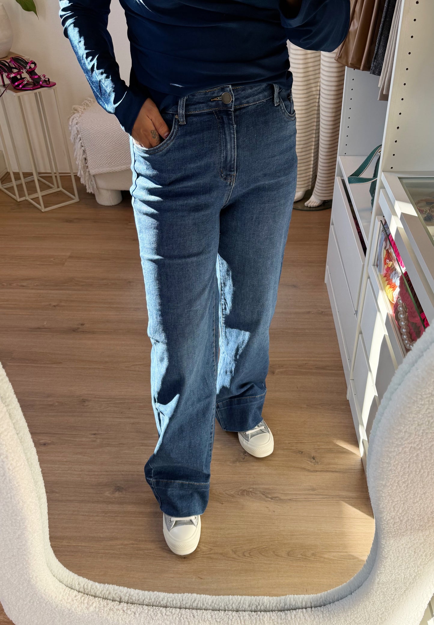 Musthave jeans wide leg denimblue