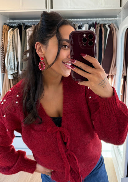 Oorbellen diamant glitter rood