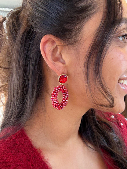 Oorbellen diamant glitter rood
