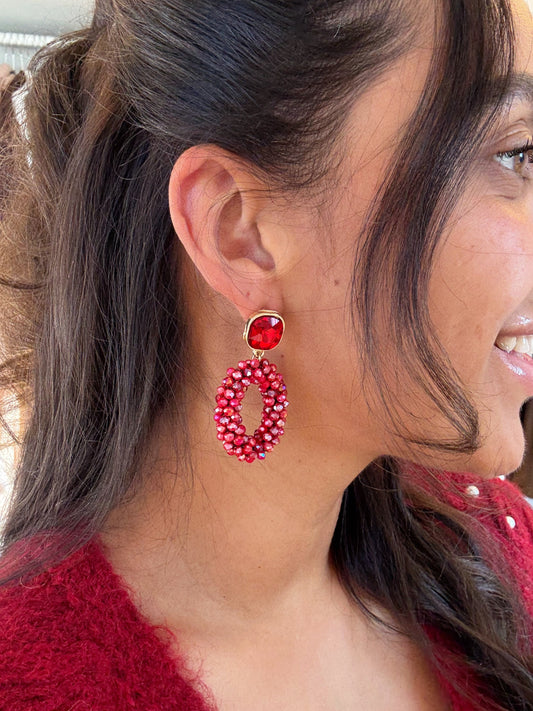 Oorbellen diamant glitter rood