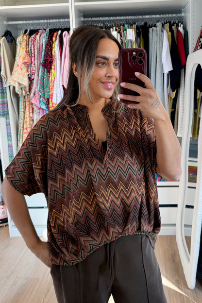 Abby aztec top choco brown