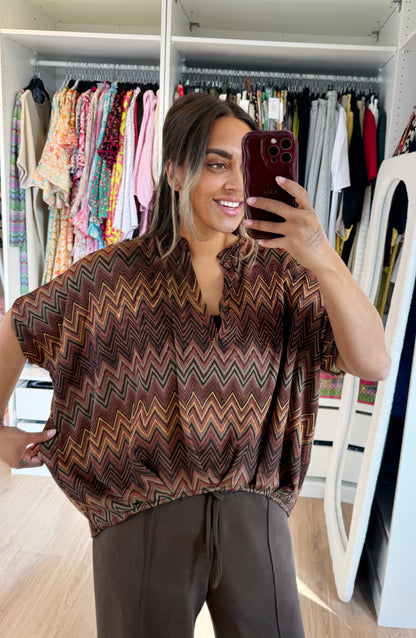 Abby aztec top choco brown
