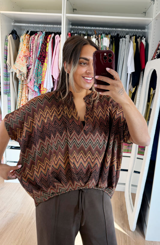 Abby aztec top choco brown