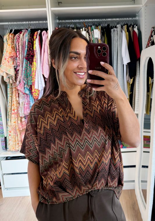 Abby aztec top choco brown