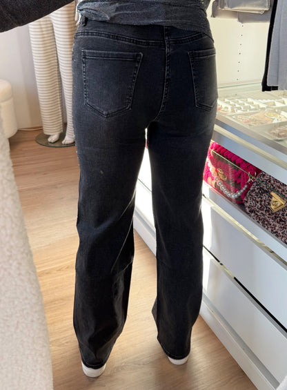 Jeans straight fit glitter all-over donkergrijs