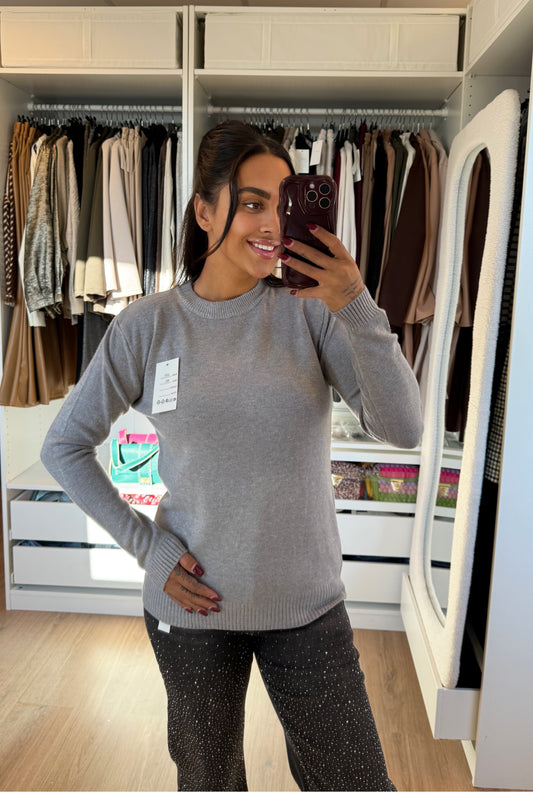 Sweater super soft ronde hals grijs