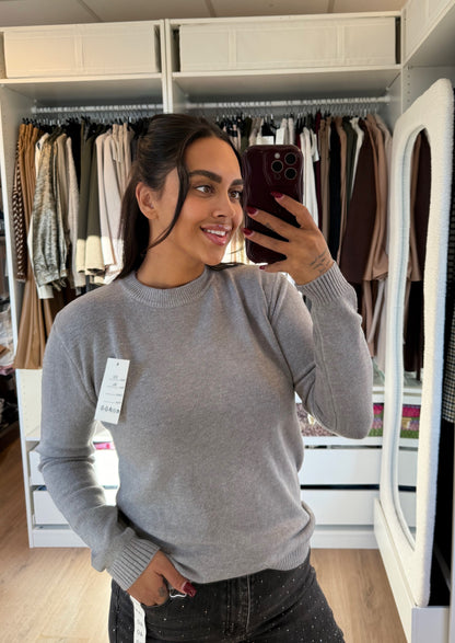 Sweater super soft ronde hals grijs