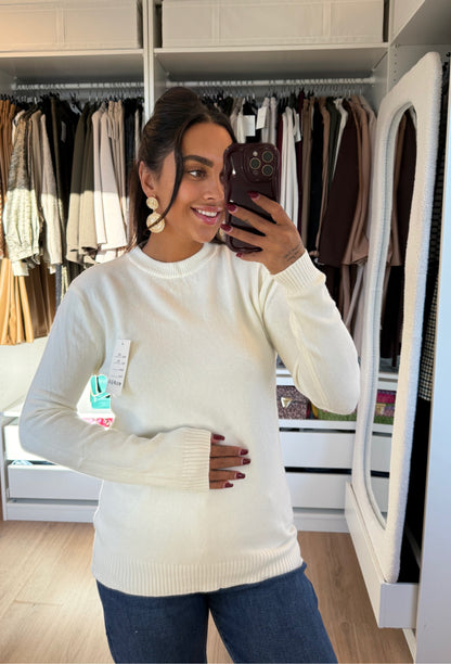 Sweater super soft ronde hals offwhite
