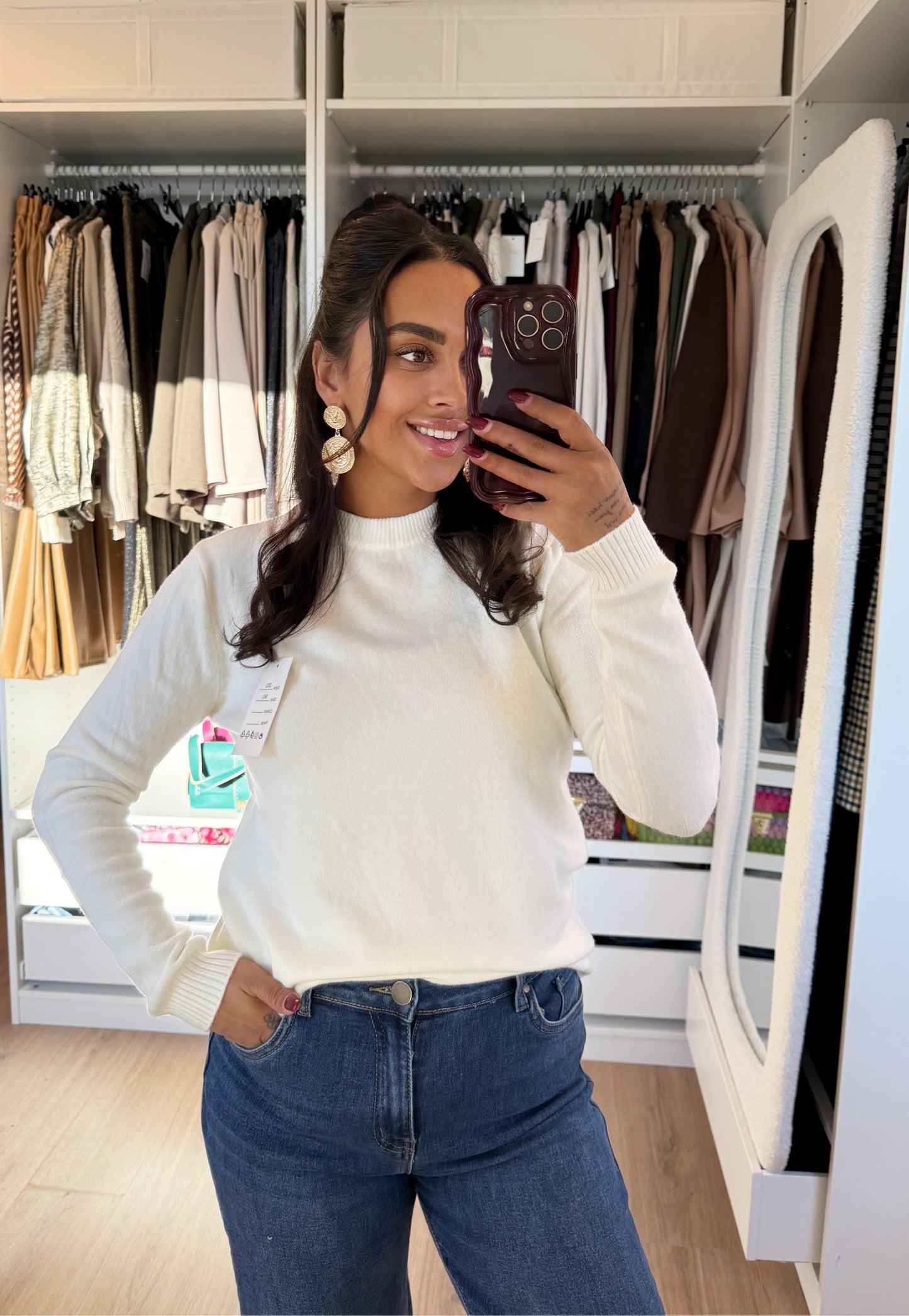 Sweater super soft ronde hals offwhite