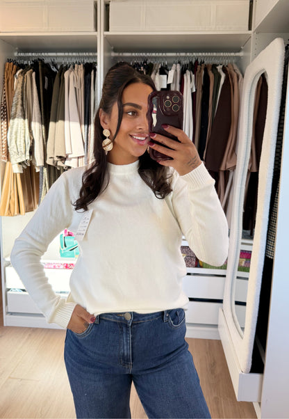 Sweater super soft ronde hals offwhite
