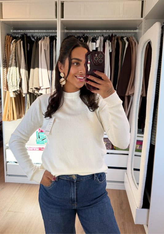 Sweater super soft ronde hals offwhite