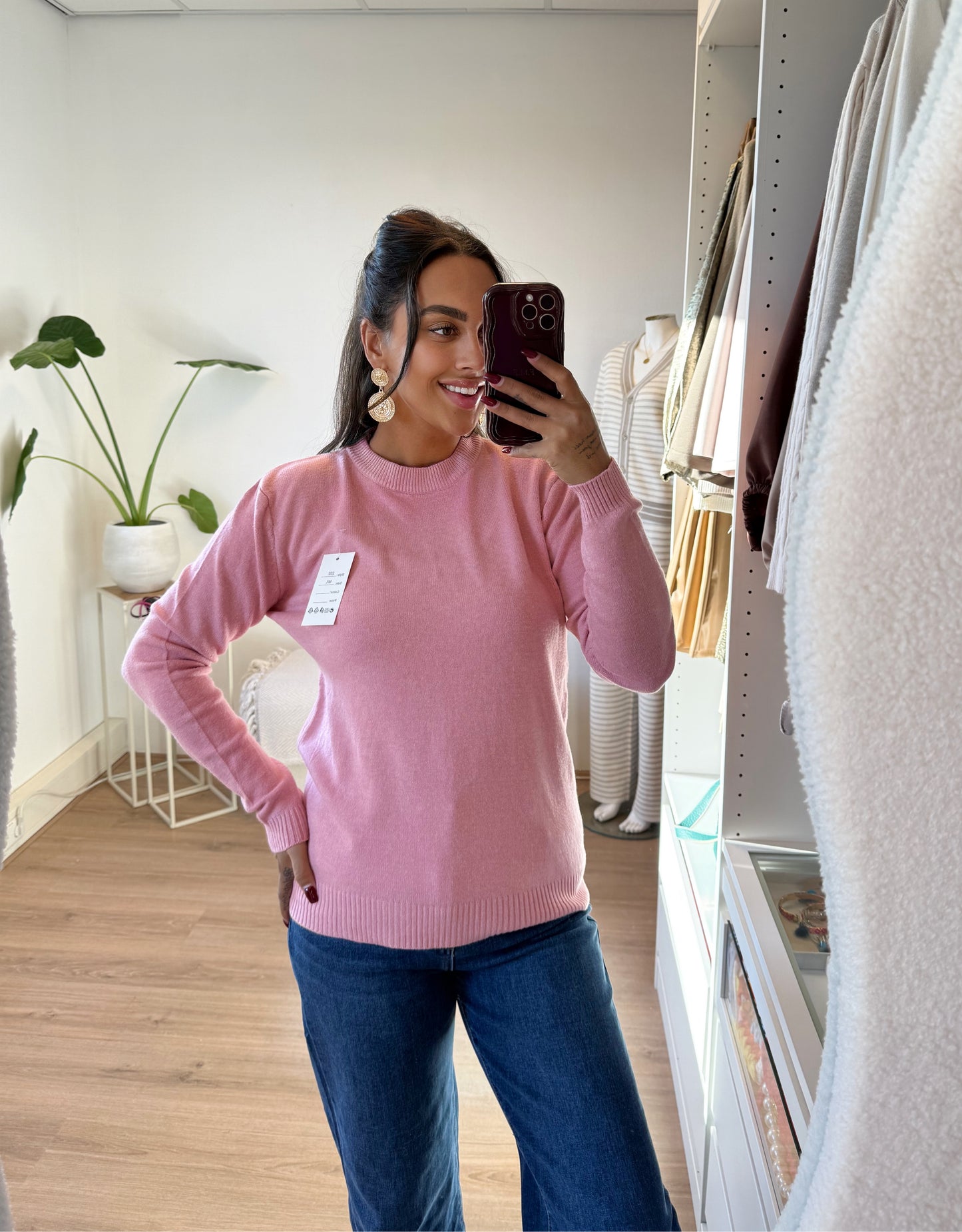 Sweater super soft ronde hals roze