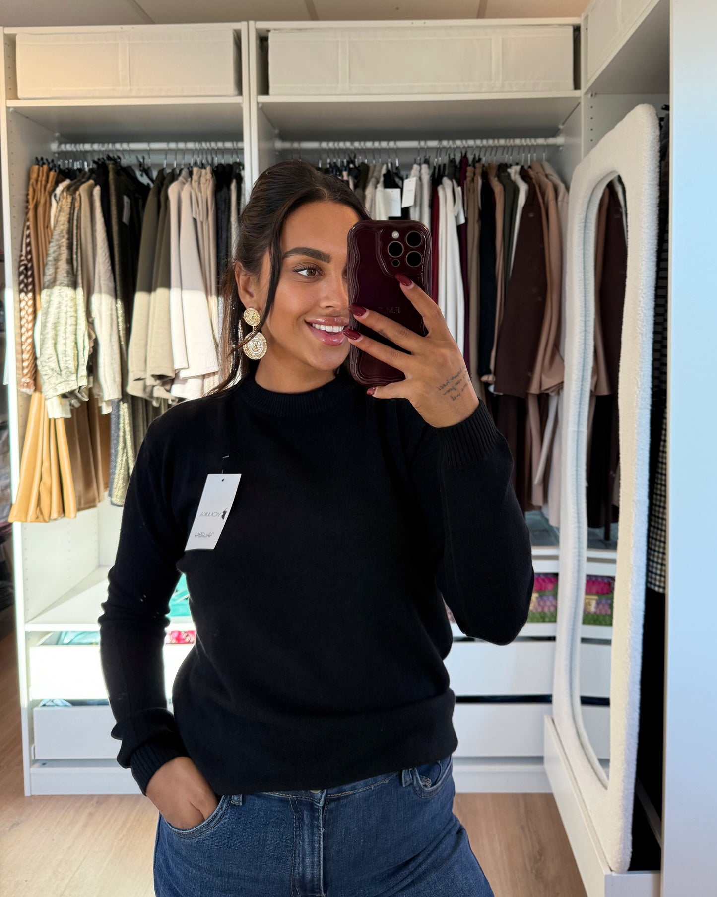 Sweater super soft ronde hals zwart