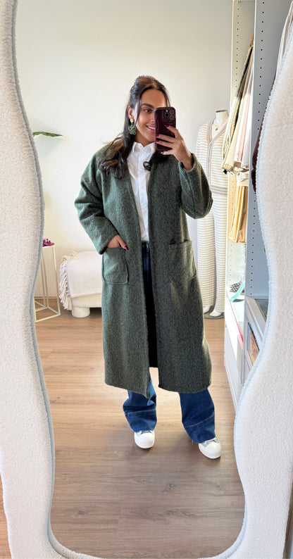 Soft touch vest met zakken army green