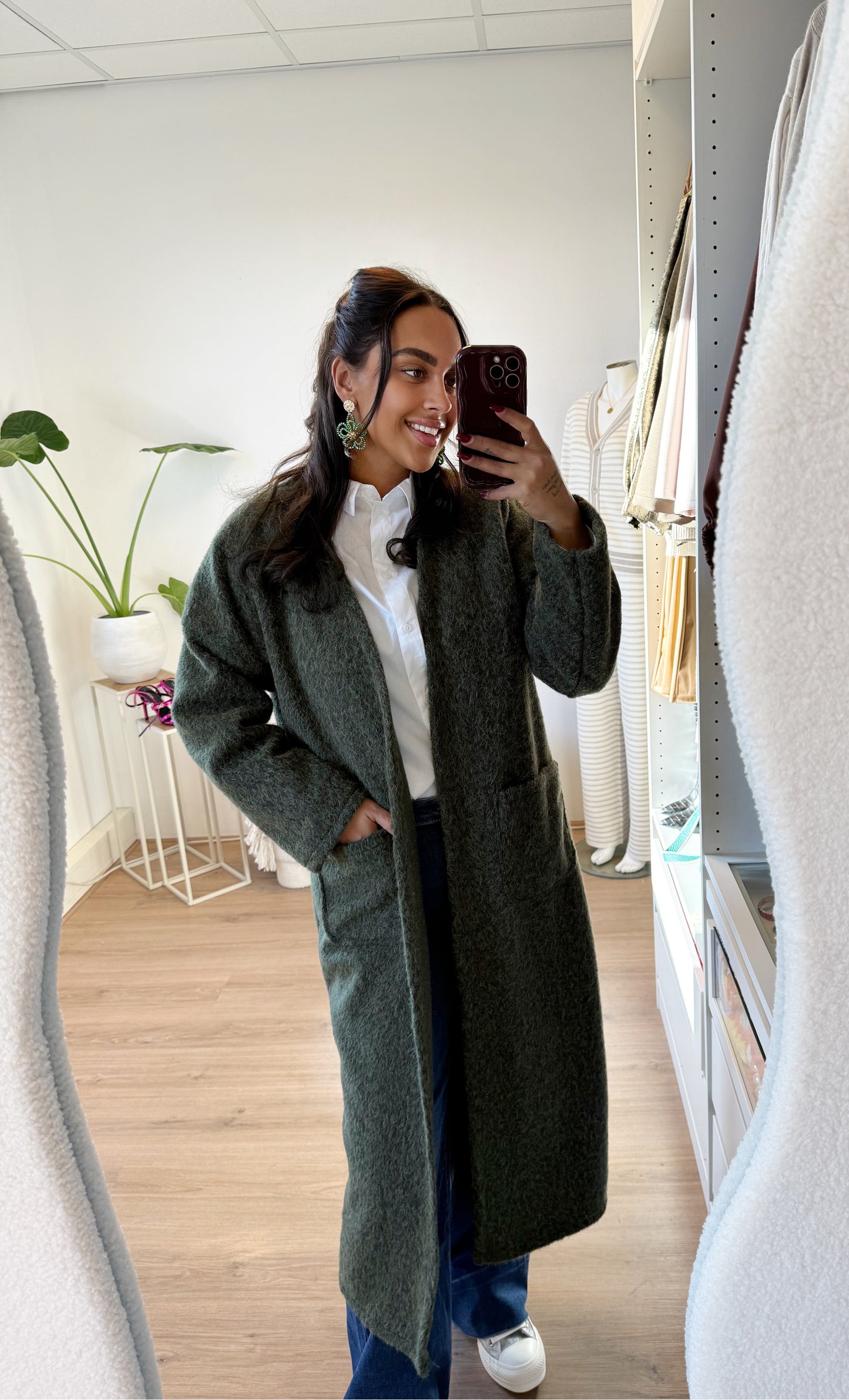 Soft touch vest met zakken army green