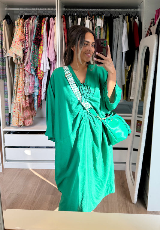 Aurelia drapé dress bright green