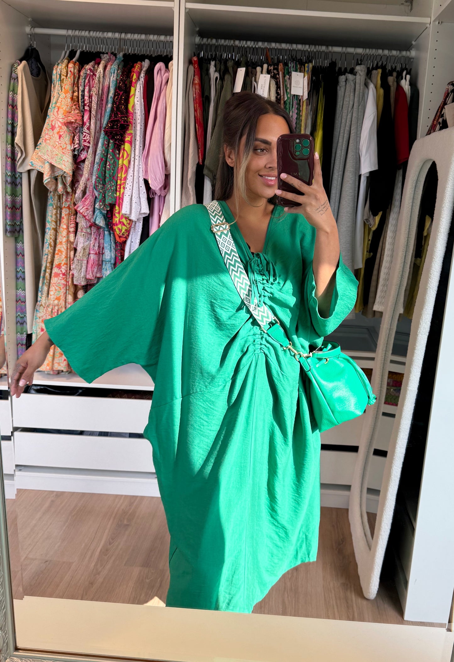 Aurelia drapé dress bright green
