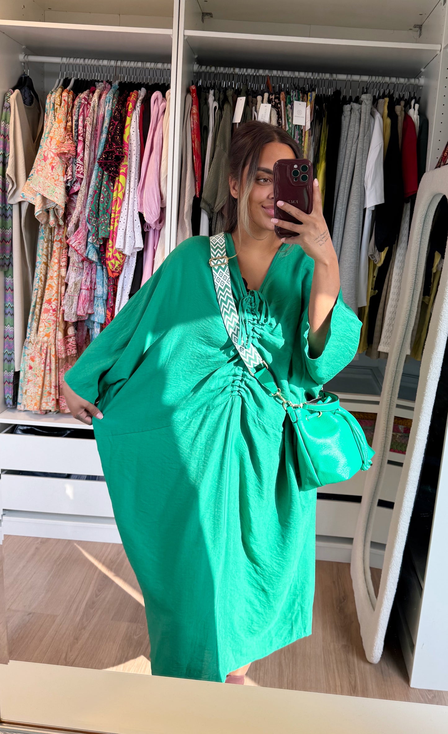 Aurelia drapé dress bright green