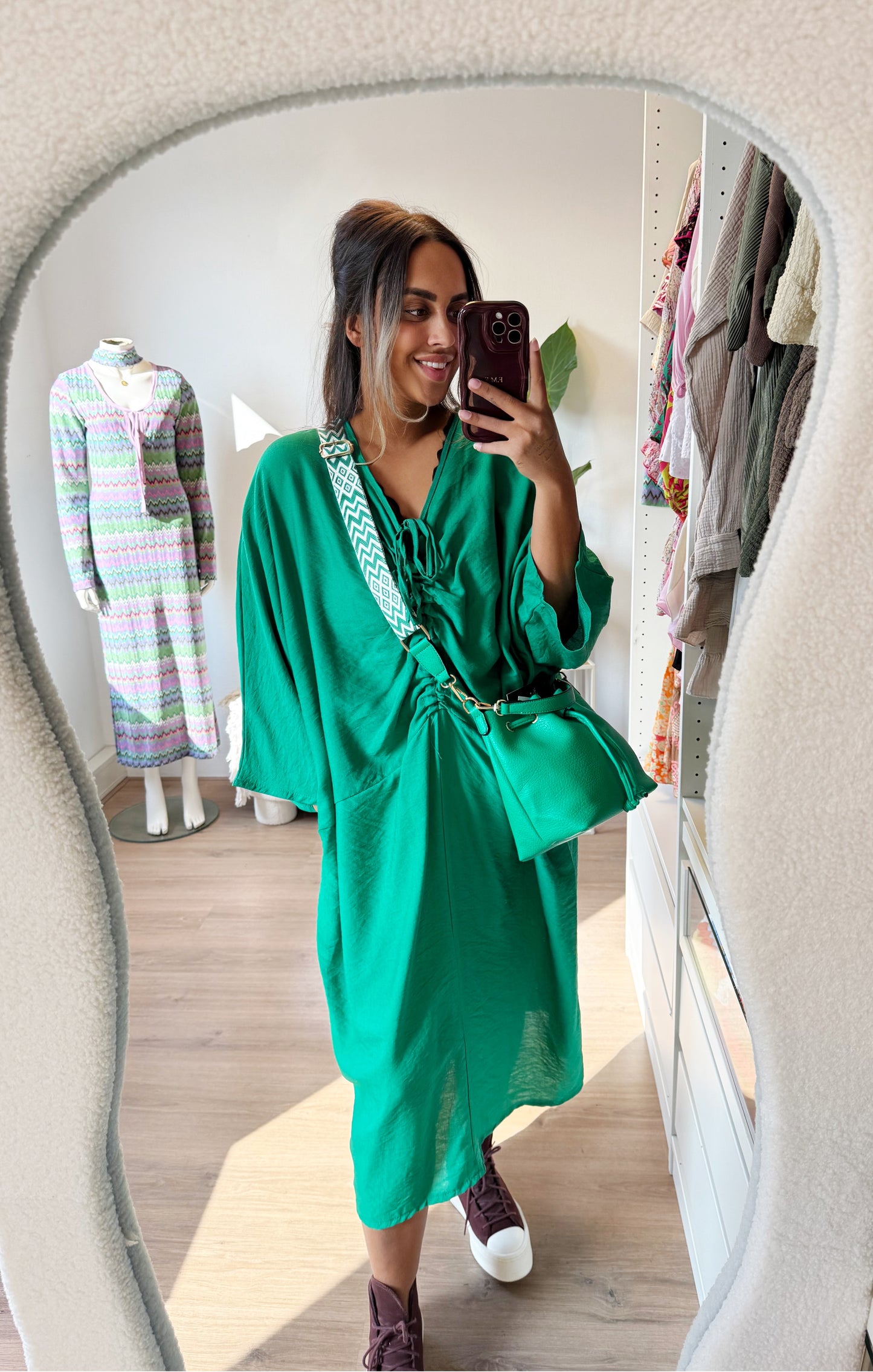 Aurelia drapé dress bright green