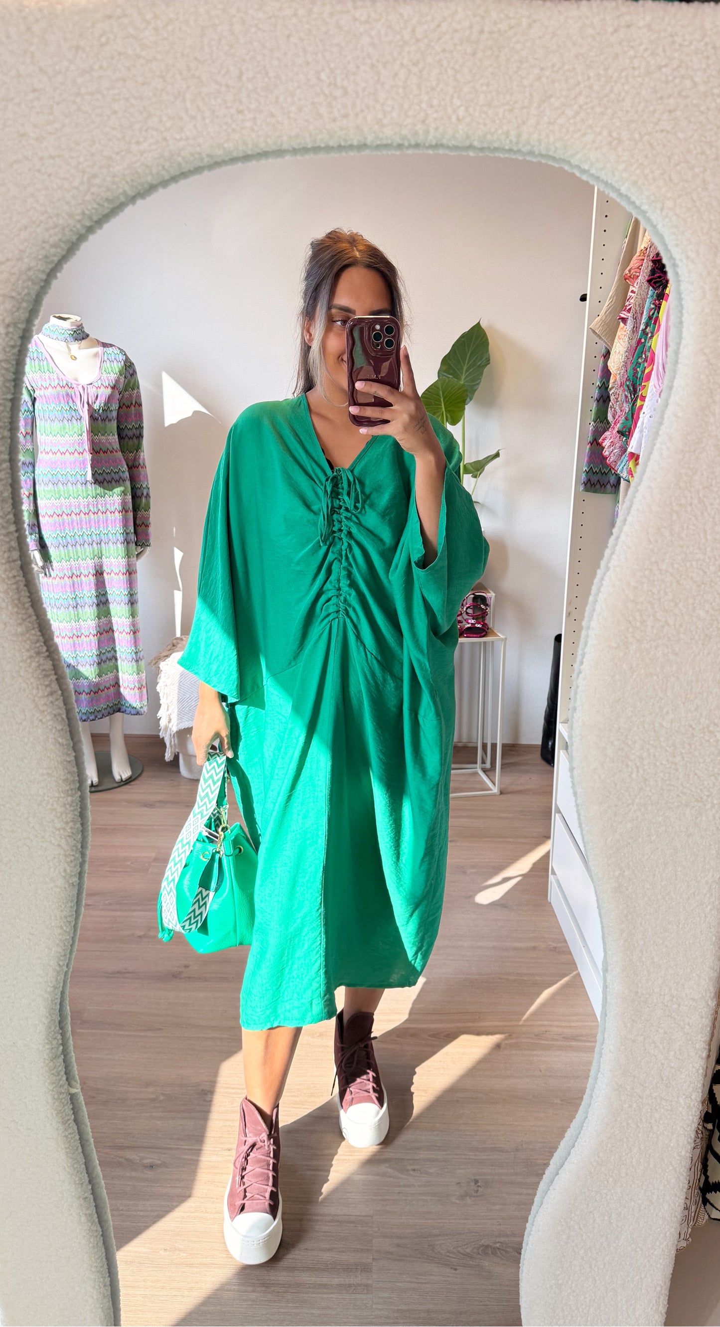 Aurelia drapé dress bright green