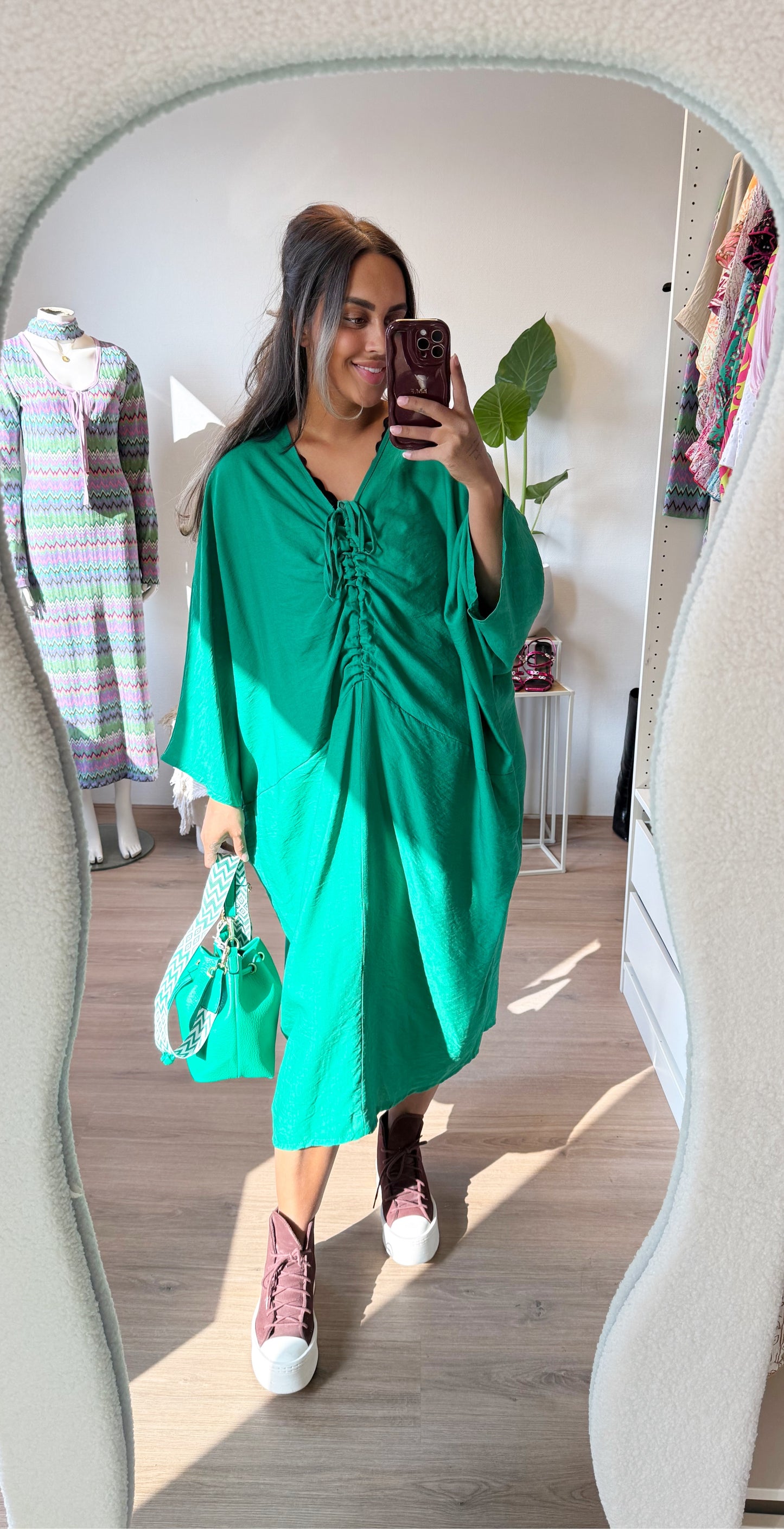 Aurelia drapé dress bright green