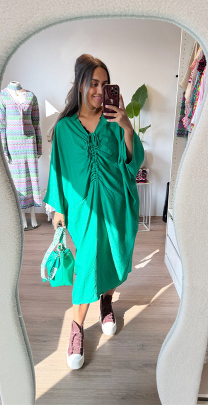 Aurelia drapé dress bright green