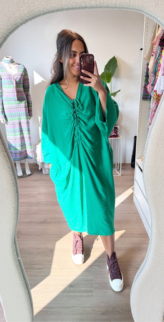 Aurelia drapé dress bright green