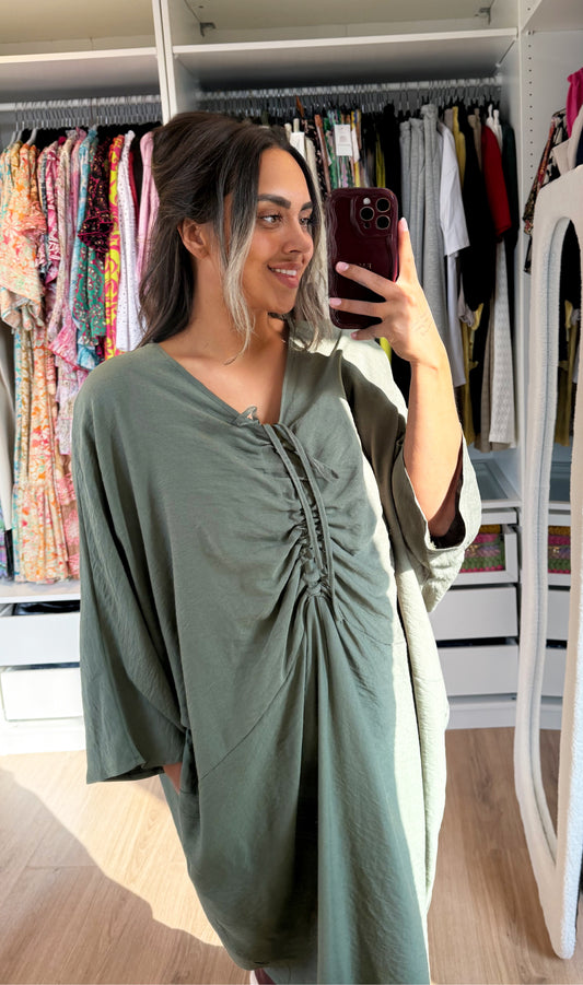 Aurelia drapé dress army green
