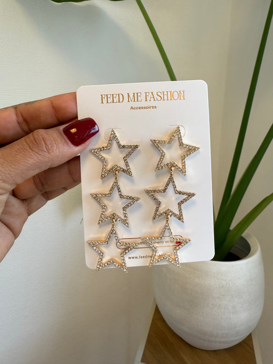 Oorbellen glitter sterren goud