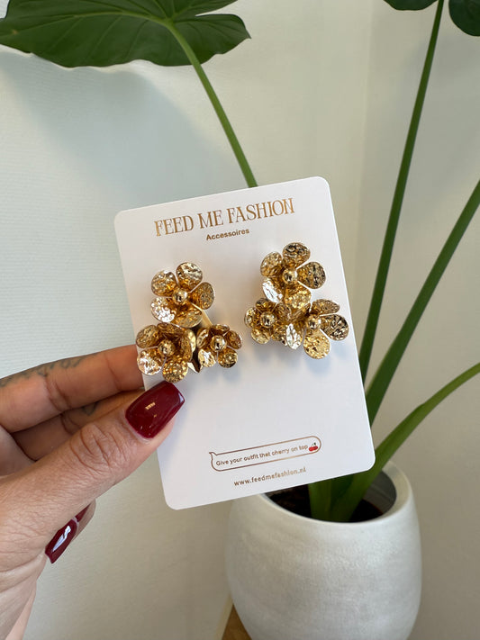 Oorbellen bloemen goud